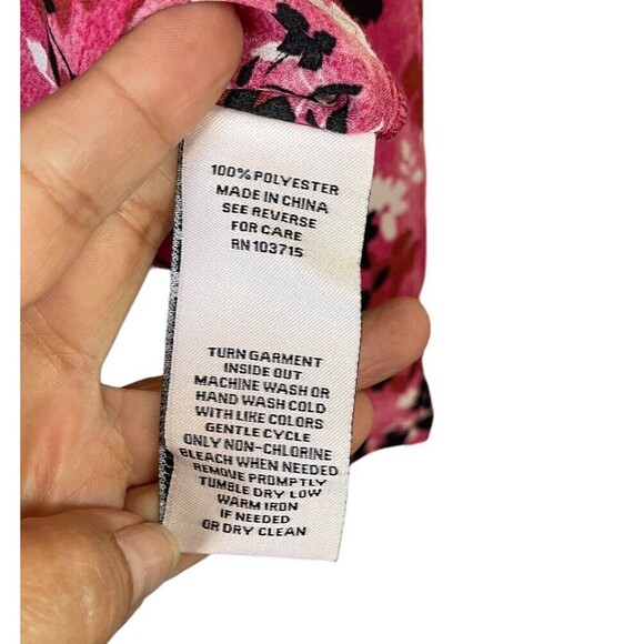 Nanette Lepore Pink Floral Long Sleeve Blouse Button Up‎ Blouse M Pleat Front - Picture 7 of 10